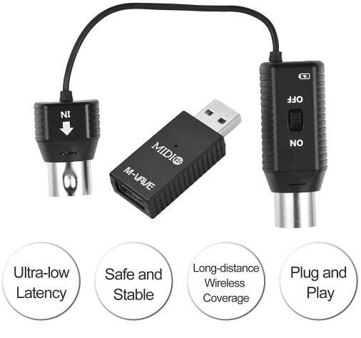 M-VAVE MS1 Mini Wireless Transmission System MIDI System MIDI Wireless Adapter Plug and Play