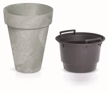 Květináč CUBE SLIM BETON EFFECT - barva: šedá