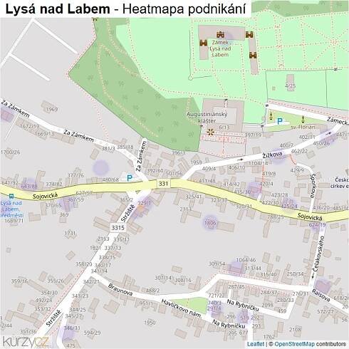 Mapa Lysá nad Labem - Firmy v části obce.