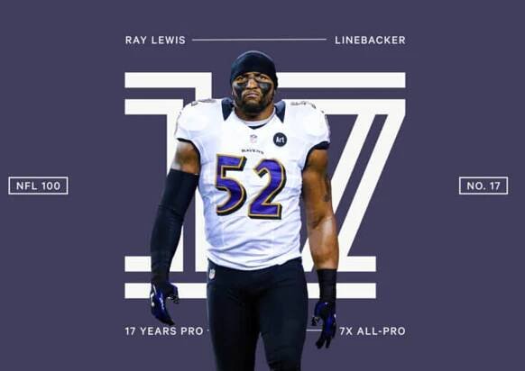 NFL 100: At No. 17, Ray Lewis — thought to be undersized coming into the league — 'was the perfect defensive player'
