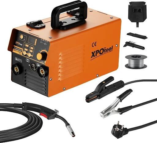 XPOtool svářečka digitální IGBT 30-120 A, invertorová svářečka MMA 220 V, mobilní svářečka s bohatým příslušenstvím, svářečka s LED displejem