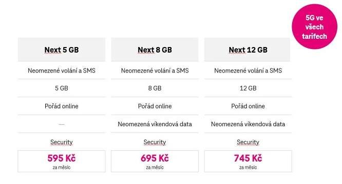 Přehled hlasových tarifů T-Mobile Next