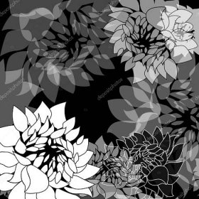 Stáhnout - Černobílé květinové pozadí — Ilustrace
