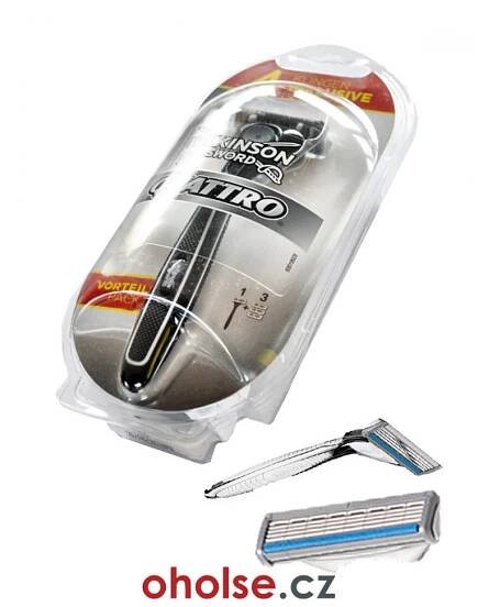 WILKINSON QUATTRO - SET 4 žiletek a holicího strojku + držák strojku a žiletek
