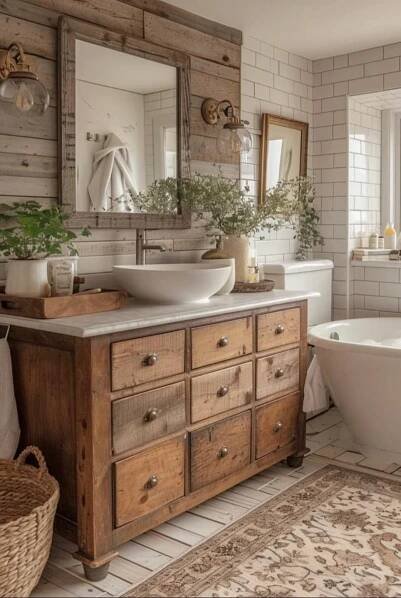 Pin by Holly Kaminski on Crivitz Remodel Rebuild Ideas | Bathroom farmhouse style, Bathroom interior design, Farmhouse bathroom inspiration