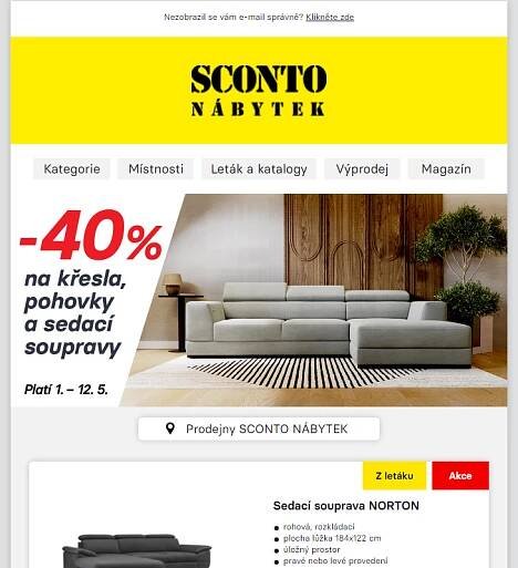 __Nový leták SCONTO:  -40% na křesla, pohovky a sedací soupravy.