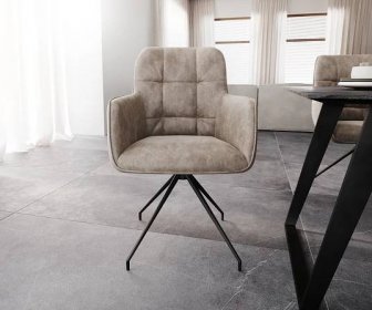 Otočná židle Juno-Flex s područkami Taupe Vintage Cross Frame Conical Black 180° Swivel - DELIFE.cz