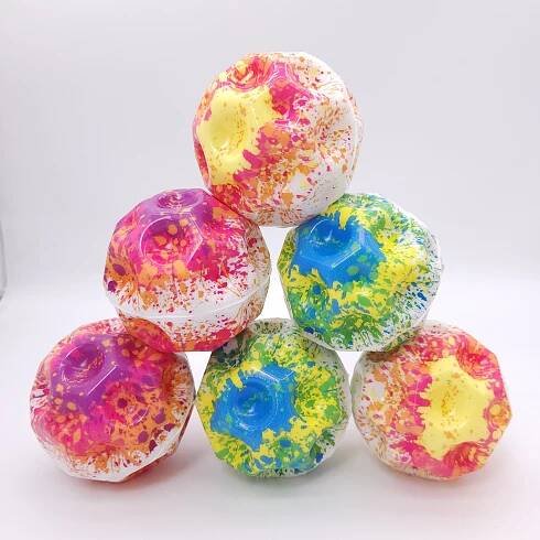 High Bounce * Balls - Pack of 3, Moon Ball with Holes, Assorted Colors, Rubber Bouncy Balls for * and *, Ideal for Te