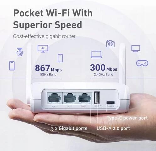 Mobilní router GL-SFT1200 4G LTE Wi-Fi na cestách Dvoupásmový AC1200 Výrobce GL.iNet