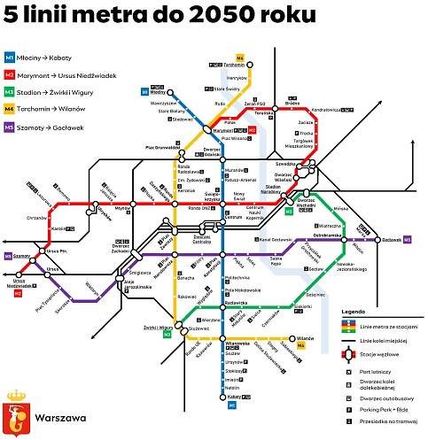 Varšava v roce 2050: Hlavní město chystá tři nové trasy metra, v plánu jsou nové tramvajové tratě - Zdopravy.cz