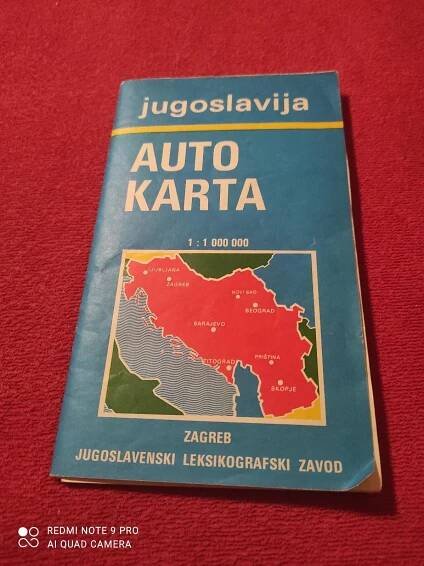 Retro mapa Auto karta Jugoslávie