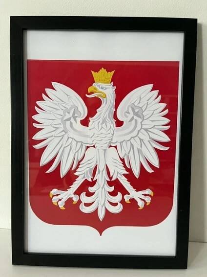 Polský znak A4 v dřevěném rámu 21x29,7 cm