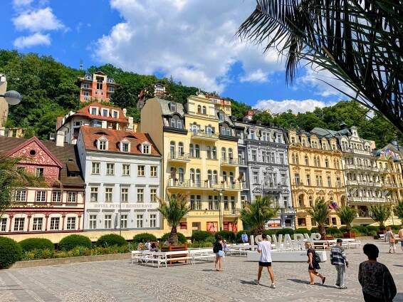 Karlovy Vary - art deco houses along the main promenade