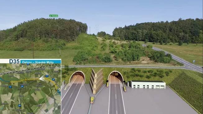 Vizualizace východního portálu tunelu Homole na D35. Foto: ŘSD