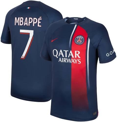 Paris Saint-Germain Nike Home Stadium Shirt 2023-24 with Mbappé 7 printing
