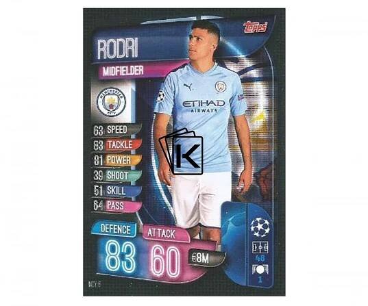 Fotbalová kartička 2019-2020  Topps Champions League Match Attax - Manchester City - Rodri 6