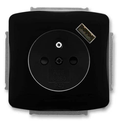 Zásuvka ABB Tango 5569A-A02357 N černá s USB nabíjením