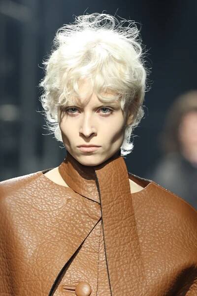 A Prada model at Milan Fashion Week 2025.