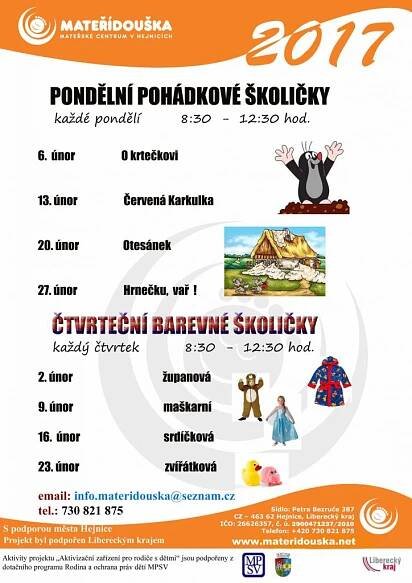 Oficiální stránky obce Bílý Potok - Mateřské centrum Mateřídouška Hejnice - pozvánky na akce v únoru 2017