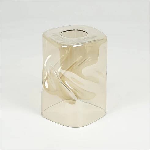 SKLENĚNÉ STÍNÍTKO MEDOVÝ ZLATÝ ČTVEREC PRO LAMPU 10 X 10 CM E27 Stav balení originální
