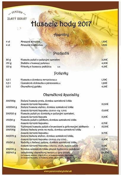 Husacie hody 2017 | Penzión Zlatý Dukát vo Zvolenskej Slatine