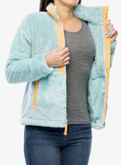 Fleecová mikina dámská Columbia Boundless Discovery Sherpa Full Zip - aqua haze/sunset peach