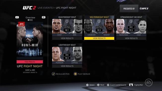 EA Sports UFC 2 Môžete tipovať, ale aj sami si zahrať zápasy, ktoré vás čakajú.