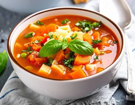 Minestrone: Recept na tradiční italskou polévku plnou zeleniny, fazolí a těstovin