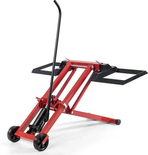 COSTWAY Zvedák pro zahradní traktory Zvedací zařízení, pomůcka pro čištění, výškově nastavitelné, do 225 kg, hydraulický zvedák kovový, pro sekačky na trávu, motocykly
