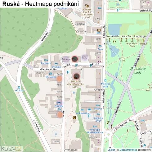 Mapa Ruská - Firmy v ulici.