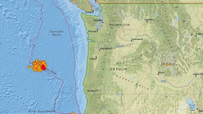 Swarm of more than 55 earthquakes strikes off Oregon coast