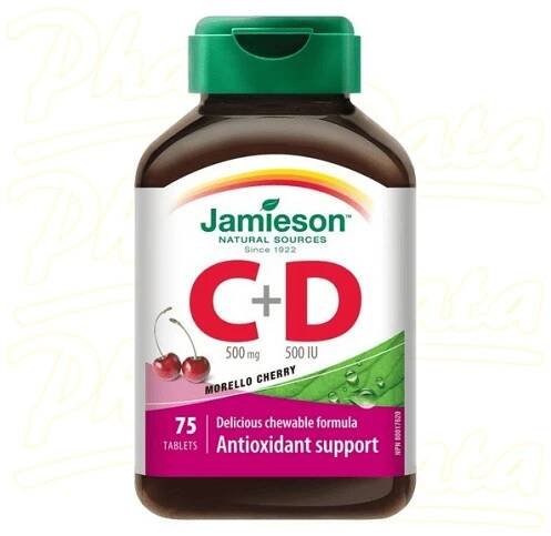 JAMIESON Vitamíny C a D3 třešeň cucací tbl.75