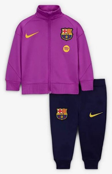 Pleteninová fotbalová tepláková souprava Nike Dri-FIT FC Barcelona Strike pro kojence a batolata - Vivid Purple/Imperial Purple/Midwest Gold