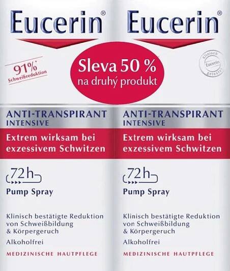 Eucerin 72h intenzivní antiperspirant dlouhodobá ochrana proti nadměrnému pocení pro citlivou pokožku 2 x 30 ml, rozprašovač duopack