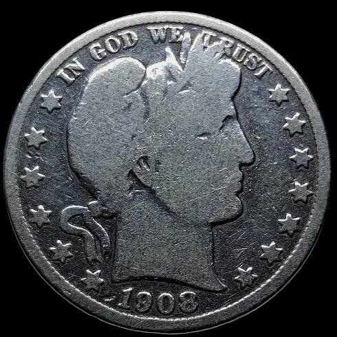1/2 Barber Half Dollar 1908 Denver - Numismatika