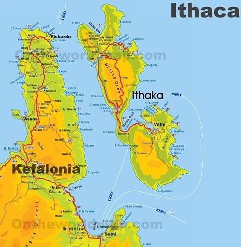 Ithaka: Mapa🗺️ – Online mapy & ke stažení (Řecké ostrovy)