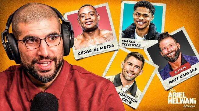 Dominick Cruz, Shakur Stevenson, Matt Cardona in studio, Cesar Almeida