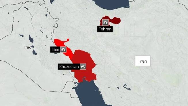 A map of where Israel struck in Iran
