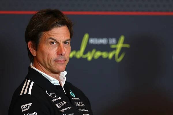 Toto Wolff, Executive Director of the Mercedes AMG Petronas F1 Team, at a press conference.
