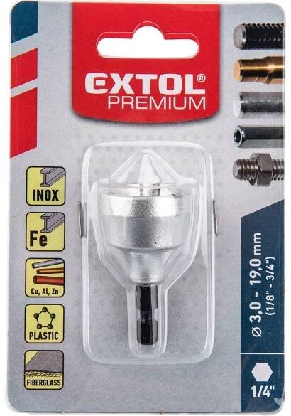 Odhrotovač do vrtačky HSS, pro průměry 3-19mm EXTOL INDUSTRIAL 8801180