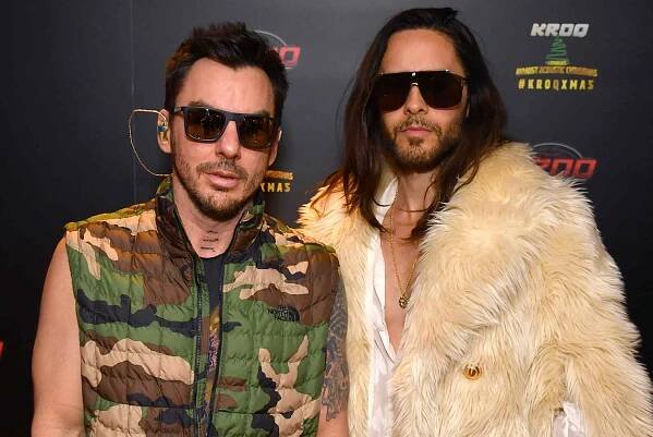 Shannon Leto and Jared Leto of Thirty Seconds to Mars pose during KROQ Absolut Almost Acoustic Christmas 2018 on December 8, 2018 in Inglewood, California.