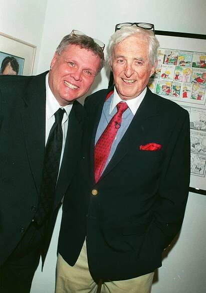 "Dennis The Menace" TV star Jay North (l) with cartoon creator, Hank Ketcham celebrates the 50th anniversary of the cartoon strip in 1999