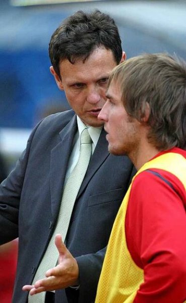 Miroslav Matušovič v době, kdy působil ve Spartě. S trenérem Stanislavem Grigou.