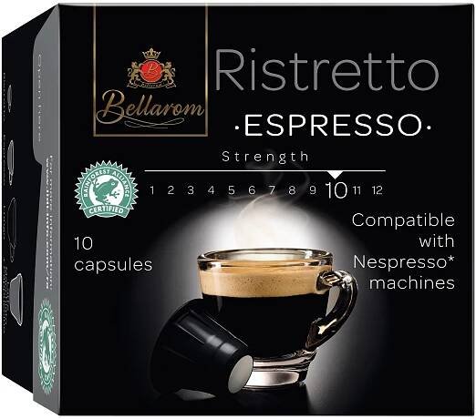 Kapsle Bellarom Ristretto Espresso, kompatibilní s kávovary Nespresso.