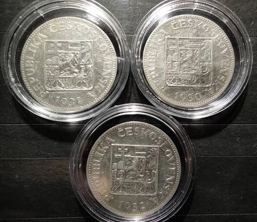 ČSR I Stříbrné mince 10 kč 1930, 1931, 1932