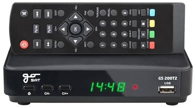 set top box GoSAT GS200DVBT2 s ovladačem