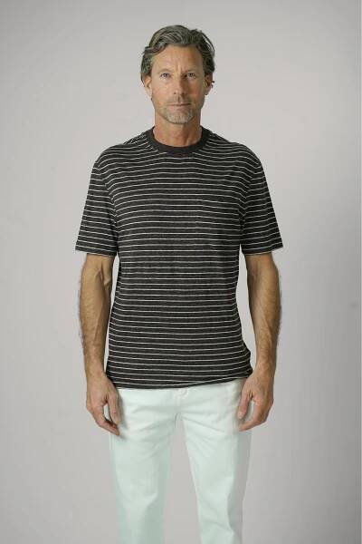 BRUNELLO CUCINELLI STRIPED T-SHIRT BROWN