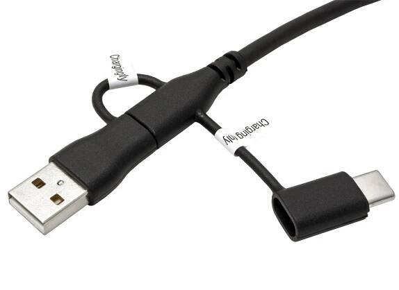 USB 2.0 kabel, USB C(M) - USB C(M), + data blokátor USB A / USB C, 1 m