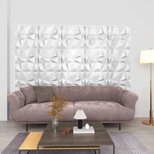 3D nástěnné panely 50 x 50 cm diamant bílé 48 ks