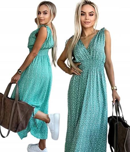 Letní ŠATY s vzdušným zavinovacím výstřihem, květy, boho, L, G2G